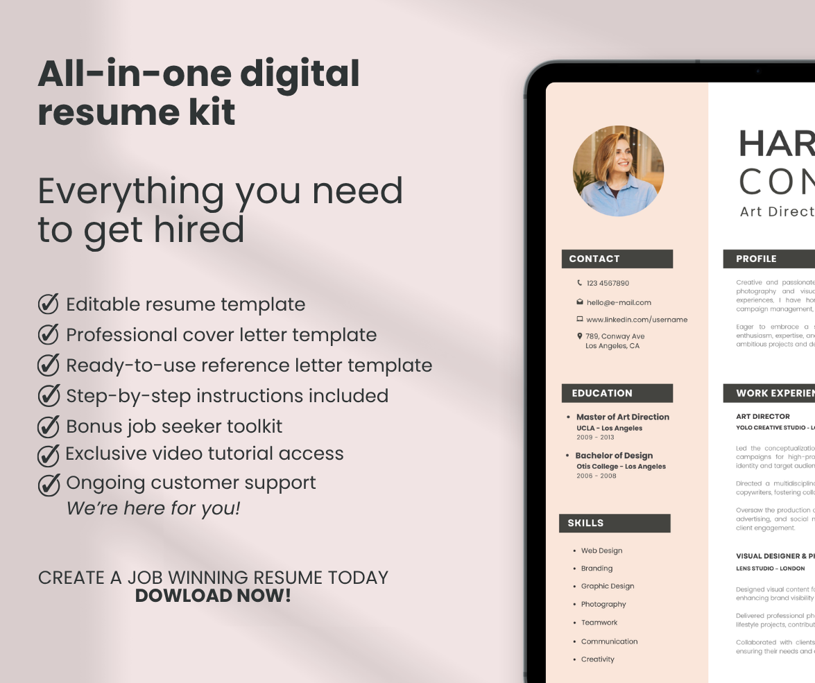 Modern CV template - Editable and ATS friendly